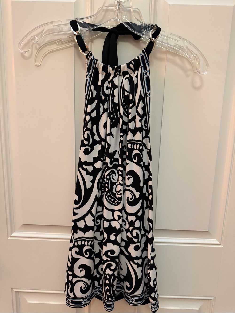 White House Black Market Black and White Halter Top